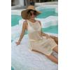 imageBsubseach Crochet Cover Up for Swimwear Women Sleeveless Knit 2025 Summer Swimsuit Coverup Bikini Beach Dress Side SlitFapricot