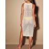 imageBsubseach Crochet Cover Up for Swimwear Women Sleeveless Knit 2025 Summer Swimsuit Coverup Bikini Beach Dress Side SlitFbeige