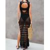 imageBsubseach Crochet Cover Ups for Swimwear Women Sleeveless Knit Beach Dress Open Back Bathing Suit CoverupBlack