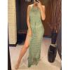 imageBsubseach Crochet Cover Ups for Swimwear Women Sleeveless Knit Beach Dress Open Back Bathing Suit CoverupLight Green