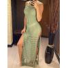 imageBsubseach Crochet Cover Ups for Swimwear Women Sleeveless Knit Beach Dress Open Back Bathing Suit CoverupLight Green