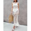 imageBsubseach Crochet Cover Ups for Swimwear Women Sleeveless Knit Beach Dress Open Back Bathing Suit CoverupWhite