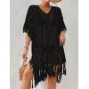 imageBsubseach Crochet Coverups for Women Tassel Hollow Out Slit Swimsuit Coverup Bathing Suit Cover Up Beach DressBlack