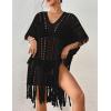 imageBsubseach Crochet Coverups for Women Tassel Hollow Out Slit Swimsuit Coverup Bathing Suit Cover Up Beach DressBlack