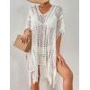 imageBsubseach Crochet Coverups for Women Tassel Hollow Out Slit Swimsuit Coverup Bathing Suit Cover Up Beach DressWhite