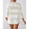 imageBsubseach Crochet Tops for Women 34 Sleeve Swimsuit Coverup Beach Vacation Clothes Spring Summer SweatersOffwhite