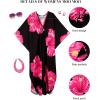 imageBsubseach Moo Moos Kaftan Dresses for Women Floral Print Plus Size Swimsuit Coverup Caftan Maxi Beach Dress with PocketsPink