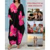 imageBsubseach Moo Moos Kaftan Dresses for Women Floral Print Plus Size Swimsuit Coverup Caftan Maxi Beach Dress with PocketsPink
