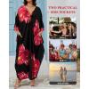 imageBsubseach Moo Moos Kaftan Dresses for Women Floral Print Plus Size Swimsuit Coverup Caftan Maxi Beach Dress with PocketsRed