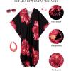 imageBsubseach Moo Moos Kaftan Dresses for Women Floral Print Plus Size Swimsuit Coverup Caftan Maxi Beach Dress with PocketsRed