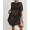 imageBsubseach Swimsuit Coverup for Women Plus Size Bathing Suit Cover Up Oversized Crochet Hollow Out Beach DressBlack