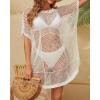 imageBsubseach Swimsuit Coverup for Women Plus Size Bathing Suit Cover Up Oversized Crochet Hollow Out Beach DressWhite
