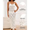imageBsubseach Swimsuit Crochet Beach Coverup  Women Hollow Out Knit Swim Cover Up Dress Spaghetti Strap Backless DressesWhite