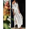 imageBsubseach Women Crochet Hollow Out Swimsuit Cover Ups Knitted Beach Tank DressAbwhite