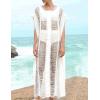 imageBsubseach Women Crochet Hollow Out Swimsuit Cover Ups Knitted Beach Tank DressAbwhite