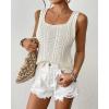 imageBsubseach Womens Crochet Sleeveless Top Summer Hollow Out Crochet Sweater Vest Mesh Vacation Beach Cover UpsOffwhite