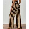 imageBsubseach Womens Crochet Swimsuit Coverup Pants Striped High Waisted Drawstring Sexy Sheer Mesh Knit Wide Leg Beach PantsBlack Brown