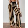 imageBsubseach Womens Crochet Swimsuit Coverup Pants Striped High Waisted Drawstring Sexy Sheer Mesh Knit Wide Leg Beach PantsBlack Brown