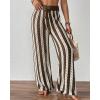 imageBsubseach Womens Crochet Swimsuit Coverup Pants Striped High Waisted Drawstring Sexy Sheer Mesh Knit Wide Leg Beach PantsCream  Brown Stripes