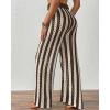 imageBsubseach Womens Crochet Swimsuit Coverup Pants Striped High Waisted Drawstring Sexy Sheer Mesh Knit Wide Leg Beach PantsCream  Brown Stripes