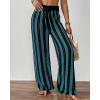 imageBsubseach Womens Crochet Swimsuit Coverup Pants Striped High Waisted Drawstring Sexy Sheer Mesh Knit Wide Leg Beach PantsNavy  Black Stripes