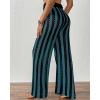 imageBsubseach Womens Crochet Swimsuit Coverup Pants Striped High Waisted Drawstring Sexy Sheer Mesh Knit Wide Leg Beach PantsNavy  Black Stripes