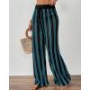 imageBsubseach Womens Crochet Swimsuit Coverup Pants Striped High Waisted Drawstring Sexy Sheer Mesh Knit Wide Leg Beach PantsNavy  Black Stripes