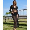 imageBsubseach Womens Summer 2 Piece Swimsuit Cover Ups Set Sexy Crochet Bathing Suit Hollow Out Bikini Coverup Beach SwimwearBlack