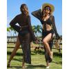 imageBsubseach Womens Summer 2 Piece Swimsuit Cover Ups Set Sexy Crochet Bathing Suit Hollow Out Bikini Coverup Beach SwimwearBlack