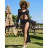 imageBsubseach Womens Summer 2 Piece Swimsuit Cover Ups Set Sexy Crochet Bathing Suit Hollow Out Bikini Coverup Beach SwimwearBlack
