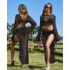 imageBsubseach Womens Summer 2 Piece Swimsuit Cover Ups Set Sexy Crochet Bathing Suit Hollow Out Bikini Coverup Beach SwimwearBlack