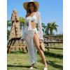 imageBsubseach Womens Summer 2 Piece Swimsuit Cover Ups Set Sexy Crochet Bathing Suit Hollow Out Bikini Coverup Beach SwimwearWhite