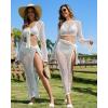 imageBsubseach Womens Summer 2 Piece Swimsuit Cover Ups Set Sexy Crochet Bathing Suit Hollow Out Bikini Coverup Beach SwimwearWhite