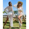 imageBsubseach Womens Summer 2 Piece Swimsuit Cover Ups Set Sexy Crochet Bathing Suit Hollow Out Bikini Coverup Beach SwimwearWhite