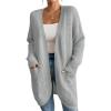 imageBsubseach Cardigan Sweaters for Women Fall Outfits Open Front Crochet Sweater with PocketLight Grey