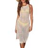 imageBsubseach Crochet Cover Up for Swimwear Women Sleeveless Knit 2025 Summer Swimsuit Coverup Bikini Beach Dress Side SlitFbeige