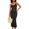 imageBsubseach Swimsuit Crochet Beach Coverup  Women Hollow Out Knit Swim Cover Up Dress Spaghetti Strap Backless DressesBlack