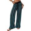 imageBsubseach Womens Crochet Swimsuit Coverup Pants Striped High Waisted Drawstring Sexy Sheer Mesh Knit Wide Leg Beach PantsNavy  Black Stripes