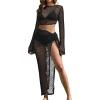 imageBsubseach Womens Summer 2 Piece Swimsuit Cover Ups Set Sexy Crochet Bathing Suit Hollow Out Bikini Coverup Beach SwimwearBlack