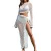 imageBsubseach Womens Summer 2 Piece Swimsuit Cover Ups Set Sexy Crochet Bathing Suit Hollow Out Bikini Coverup Beach SwimwearWhite