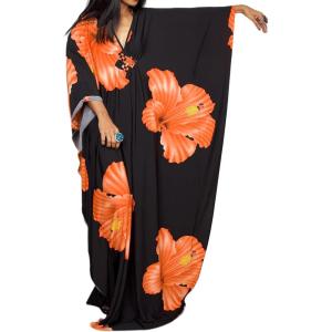 imageBsubseach Moo Moos Kaftan Dresses for Women Floral Print Plus Size Swimsuit Coverup Caftan Maxi Beach Dress with PocketsOrange