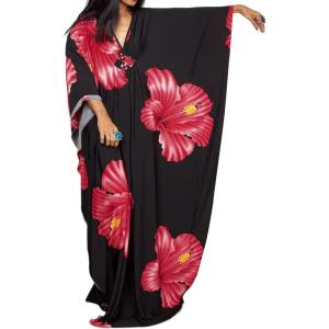 imageBsubseach Moo Moos Kaftan Dresses for Women Floral Print Plus Size Swimsuit Coverup Caftan Maxi Beach Dress with PocketsRed