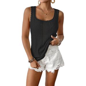 imageBsubseach Womens Crochet Sleeveless Top Summer Hollow Out Crochet Sweater Vest Mesh Vacation Beach Cover UpsBlack