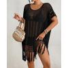 imageBsubseach Crochet Swimsuit Coverup Bohemian Bathing Suit Cover Up for Women Hollow Out Knit Beach DressBlack