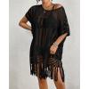imageBsubseach Crochet Swimsuit Coverup Bohemian Bathing Suit Cover Up for Women Hollow Out Knit Beach DressBlack