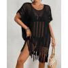 imageBsubseach Crochet Swimsuit Coverup Bohemian Bathing Suit Cover Up for Women Hollow Out Knit Beach DressBlack