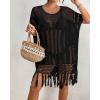 imageBsubseach Crochet Swimsuit Coverup Bohemian Bathing Suit Cover Up for Women Hollow Out Knit Beach DressBlack