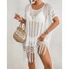 imageBsubseach Crochet Swimsuit Coverup Bohemian Bathing Suit Cover Up for Women Hollow Out Knit Beach DressWhite