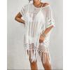 imageBsubseach Crochet Swimsuit Coverup Bohemian Bathing Suit Cover Up for Women Hollow Out Knit Beach DressWhite