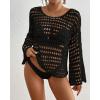 imageBsubseach Crochet Bathing Suit Cover Up for Women Beach Coverup Tops Hollow Out Swimwear Vacation OutfitsBlack